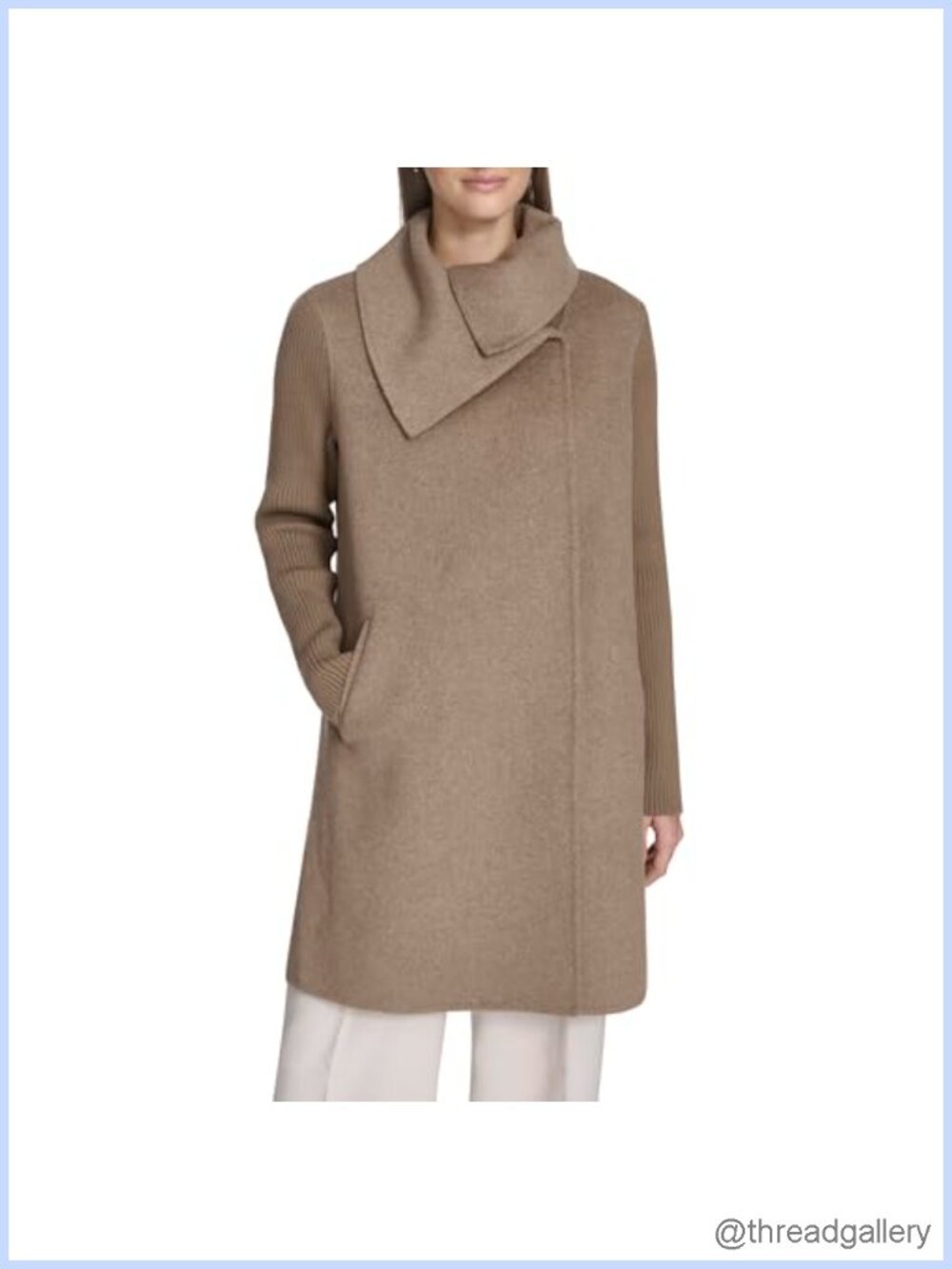 Oversized Collar Full Length Wool Blend Jacket